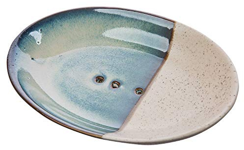 Tranquillo tvålskål rustik, oval av keramik med hål för vattendräneringen 14 x 9,5 cm