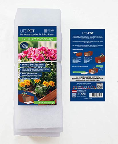Depósito de agua LITE-Pot de poliéster reciclado para prolongar los intervalos de riego (L: 3 Uds. de 100 x 12,5cm)