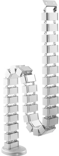 DIGITUS Vertikale Kabel-Führung - Flexibles Schreibtisch-Kabelmanagement - Metallfuß - Tischhöhe bis zu 130 cm - Silber | 28 modulare Glieder – Flexibles Schreibtisch-Kabelmanagement