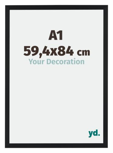 yd. Your Decoration - Bilderrahmen DIN A1 59.4x84 cm - Schwarz Matt - Bilderrahmen aus MDF mit Acrylglas - Antireflex - DIN A1 59.4x84 Rahmen - Catania