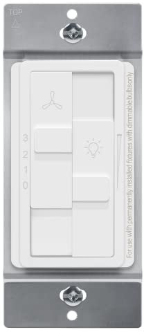 TOPGREENER Kalide Combo Dimmer Switch with 3-Speed Fan Control, Light and Fan Combination Switch, Single Pole, 2.5A, 200W LED/CFL, Neutral Wire Not Required, TGDSFS3-W, White