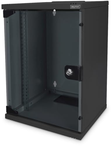 DIGITUS Kit réseau 10 Pouces – 9U – HxLxP 464 x 312 x 300 mm – Soho – Noir | Armoire réseau – Étagère – Multiprise – Panneau de brassage 8 ports – Commutateur Gigabit 8 ports – 10 câbles réseau Cat 6