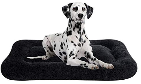 Coohom Deluxe Plüsch-Hundebett, Haustierkissen, Katzenkorb, flauschig, bequem, rutschfest, waschbar, für mittelgroße und große Hunde (XXL, Schwarz)