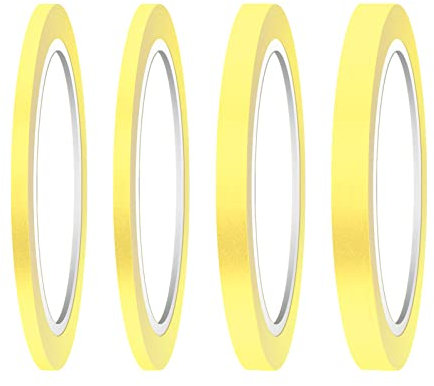 AIEX 4 Rouleaux Ruban Adhésif Couleur, 3/6/12,6mm Ruban de Masquage Fine Line Tape Ruban de Peintre Scotch Masquage pour Automobile Voiture Bricolage et Arts Décoration École Bureau (Jaune)
