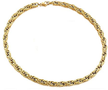 Beydodo Gold Kette 45CM ohne Anhänger, Gliederkette 8MM Breite Hip Hop Halskette Männer Freundschaftskette