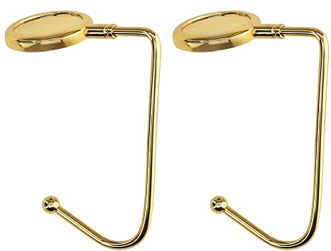 kwmobile Purse Hook for Table - Set of 2 Purse Holder - Handbag Hanger - Portable Bag Holder - Bag Hooks for Desk - Table Hook Gold