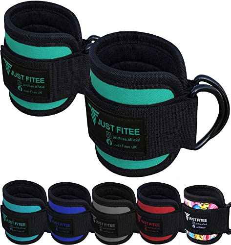 Just Fitee® Fitness Fußschlaufen Kabelzug mit D-Ring gepolstert für Kickbacks, Gesäß- und Beintraining, Knöchelschlaufen zur Verbesserung der Bauchmuskulatur, Fußschlaufen für Damen und Herren