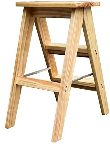 DASHADAO Escalera Taburete Plegable Madera Maciza Tablero De Madera Gruesa Venta Al por Mayor Multifunción Práctico Simple Moda Madera Color Doble Uso (Tamaño : A-26x32x45cm)
