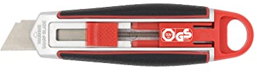 Wedo 78830 Safety-Cutter Long Blade Cuttermesser mit Sicherheitsklinge aus SK5-Carbonstahl, ausfahrbar bis 40 mm, für Links- und Rechtshänder, schwarz/rot