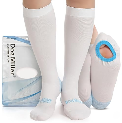 Doc Miller TED Hose Stockings Anti Embolism Knee High for Women & Men,15-20mmhg Graduated Compression Socks, Hospital Style Surgical Stockings, Support Hose with Inspection Hole, Large Size, 1 Pair