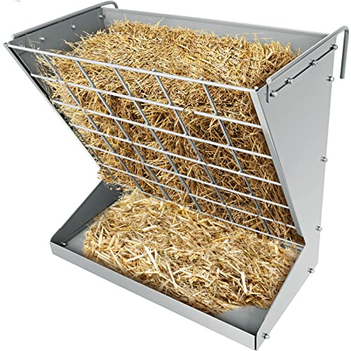 YXJSTO Wall Mount Hay Rack, Metal 2 in 1 Hay and Grain Feeder