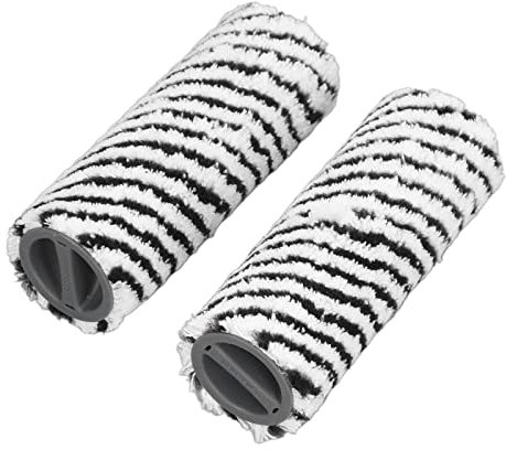 2Pcs Microfibra Spazzola Rullo Pavimento Umido A Secco Uso Pulizia Parti di Ricambio per FC3 FC3D FC5 FC5D FC7 (Nero)