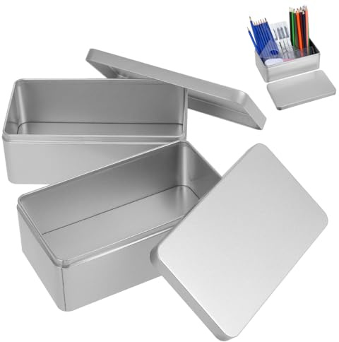 Zerodeko Boîte en Fer Rectangulaire 7.09X3.86X2.52 Pouces Boîte À Thé Métallique avec Couvercle pour Conservation Alimentaire Et Rangement des Feuilles De Thé Lot De 2