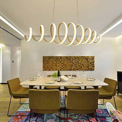 WERSVG Esstischlampe Dimmbare LED Hängeleuchte Weiß Einziehbares Modern Wohnzimmer Pendelleuchte Höhenverstellbar Hängelampe, für Esstisch Esszimmer Küche Büro Kronleuchter L70cm, 60W