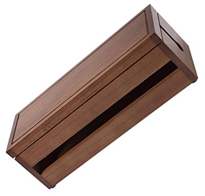 TOPBATHY Wood Cable Storage Box and Socket Organizer for Home Office, Large Coffee-colored Solid Charger Cable Manager for Neat Wire Storage