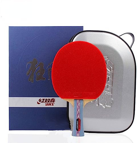 DHS Hurricane NO.2/NO.1 Turnier Tischtennisschläger Noppen im Schwamm Ping Pong Schläger Paddel Set Schläger mit Tischtennis-Tasche und 2 Bällen 2 Gummischutzfolie Geschenkverpackung (FL-Longhandle)