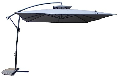 CONCEPT USINE Parasol Déporté Carré CAPRI Gris Aluminium 3x3 m | Toile Polyester 160 g/m², Structure Époxy Anti-Oxydation, Réglable en Hauteur, Protection UV 50+