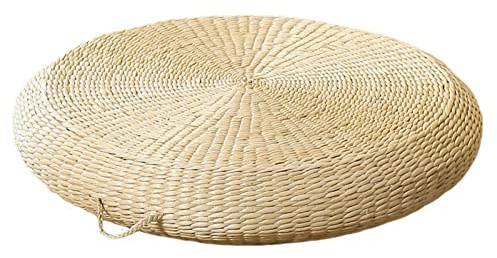 JINGAN Cojín de Paja Trenzada, cojín del Asiento de Paja Trenzada, cojín para Asiento de Tela de Paja, futón de meditación, Alfombrilla para Silla de Yoga con cojín Hecho