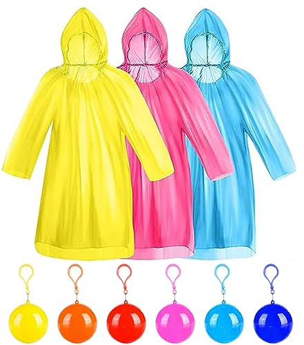 ZEACCT 6 Pièces Portable Vêtements de Pluie Balle, Imperméables Jetables, Manteau de Pluie Femmes, Poncho de Pluie D'urgence, Poncho de Pluie Plastique Imperméable, pour Camping, Extérieur,Voyage