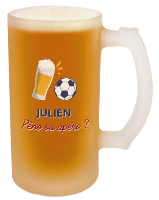 CADEAUX.COM - Chope de bière personnalisée - Apéro Foot - Cadeau personnalisé Unique - Cadeau Original - Fête des Pères - Cadeaui Papa - Cadeau Fete des Peres