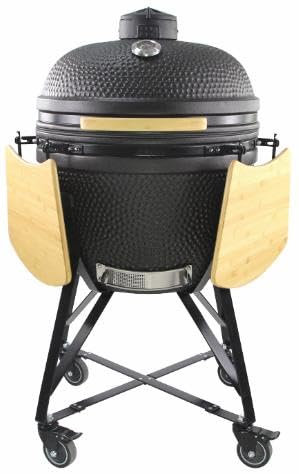 YNNI KAMADO TQ0C21MB TQ0C21MB Gril de 53,3 cm, noir mat avec broyeur, barbecue, céramique, œuf, fumoir, TQ0C21MB