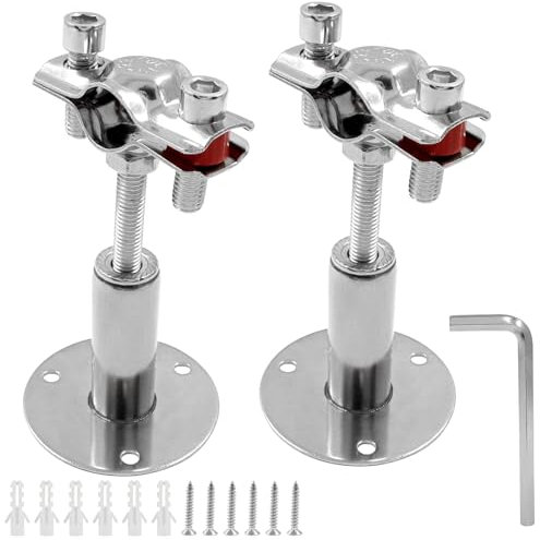 Hitefu 1/2 Zoll 304 Edelstahl Wandhalterung Deckenrohrstützen mit Schrauben, verstellbare Deckenhalterung Klemmhalterung Kit für Rohre mit Durchmesser 19 mm Durchmesser PVC-Metall