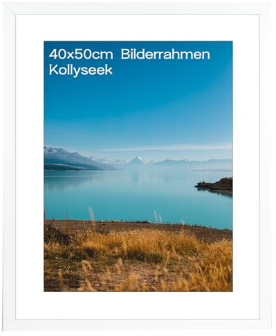 kollyseek Bilderrahmen 40x50 cm aus MDF und Acrylglas-Schwarz holz,zum Aufhängen & Aufstellen, Wohnzimmer Dekorahmen(mdfweiss)