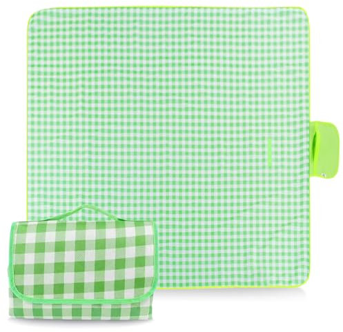 Picknickdecke, Picnic Blanket Wasserdicht, Campingdecke mit Tragegriff Faltbare, Camping Teppich Outdoor, Picknick Decke Geeignet für 4-6 Personen im Park, Garten, Rasen, Strand (Grün, 200*200cm)