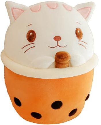 Katutude Bubble Tea Jouet en Peluche, 30cm Animal en Peluche Bubble Tea Oreiller Peluche Doux Mignon Tasse de Thé Au Lait en Peluche Coussin Doudou Coussin Kawaii Cadeau pour Les Enfants Et Amis