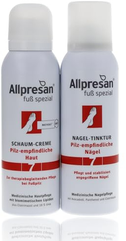 Allpresan Fuß spezial Nr. 7 Pilz-empfindliche Haut SET aus Schaum-Creme 125ml und Nageltinktur 125ml zur täglichen - oder therapiebegleitenden - Pflege bei zu Fußpilz/Nagelpilz neigender Haut