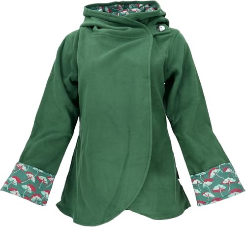 GURU SHOP Giacca avvolgente in pile da donna, sintetica, verde, 42