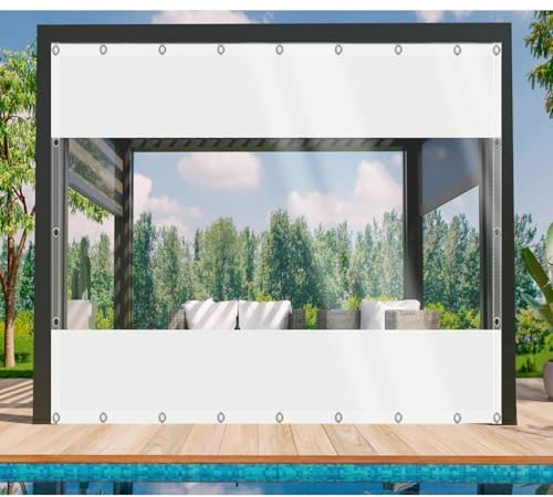 DGSFES Bâche de Protection Exterieur Bache Transparente 1,8mx2m,600g/m² Bache Epaisse PVC Impermeable avec œIllets pour Terrasse Serre de Jardin Pergola Poule