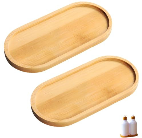 2 Bandejas de Bambú Ovaladas, Bandeja de Madera, Bandeja de Sushi, Bandeja de Madera de Flores, Bandeja Decorativa Ovalada de Madera, Bandeja Ovalada, para Flores, Café, Postres, 17,5x8,8x1cm