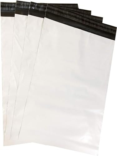 Goodway Lot de 100 sacs d'expédition en film plastique - 45 x 55 cm - Blanc - Enveloppes d'expédition avec rabat de 4 cm - Sacs d'expédition robustes pour une expédition sûre (45 x 55)