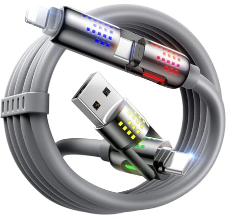 MAGIC JOHN 240W 4 in 1 Multi Ladekabel [2M] Schnellladekabel mit E-Mark Chip, Multi USB Kabel für iPhone 17/Pro Max, Air,16,15,14,13,12 Serie, MacBook, iPad, Galaxy, Grau