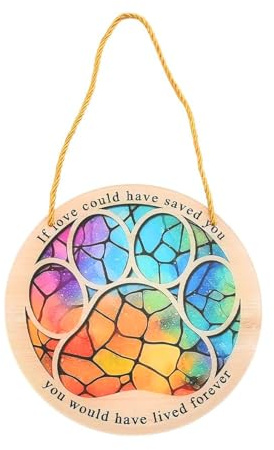 Memorial Suncatcher for Pet Owner - Sympathy Gift for Loss of Dog, Cat or Beloved Pet - Paw Print Hanging Ornament with Heartfelt Quote - Yunova