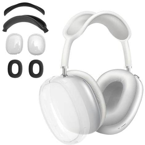 Hülle für Airpod Max Silikon Ohrpolster Schutz Abdeckungen TPU Schutzhülle Hülle Cover Case Kopfband Cover Case für Apple Airpod Max Schwarz