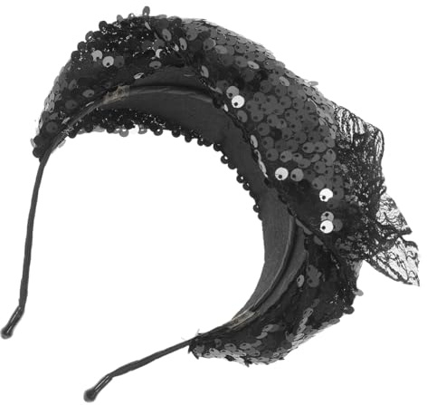 Healeved Fascia Chioma Raffinata Paillettes Nere, Riduce la Pressione e Offre Comfort, per Halloween e Feste a Tema per Donne