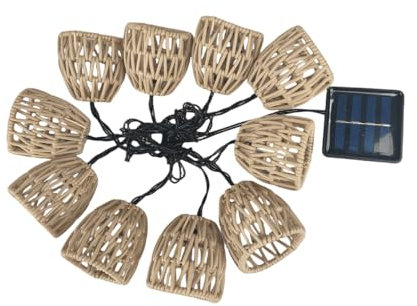 Lot De 10 Guirlandes Lumineuses Solaires D'extérieur À LED, Lanternes Extérieures Résistantes Intempéries IP44, Guirlandes Lumineuses Corde De Papier, Pour Jardin, Balcon, Extérieur, Blanc Chaud