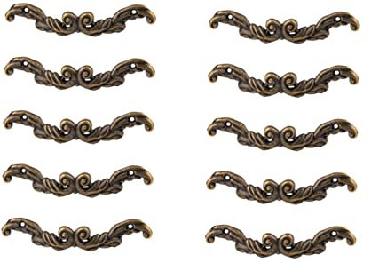 NUOBESTY Maniglia per Cassetto Vintage a Forma di Sopracciglia in Lega di Zinco Oro, 10 Pezzi, Multiuso per Armadio e Mobili, Stile Antico Europeo Decorativo per Ufficio e Ktv