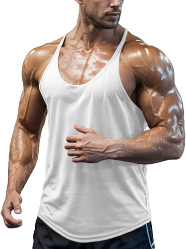 Agilelin Herren Bodybuilding Stringer Tank Tops,Muskel Gym Shirts,Strecken Schnell Trocknende Tops mit Y-Rücken