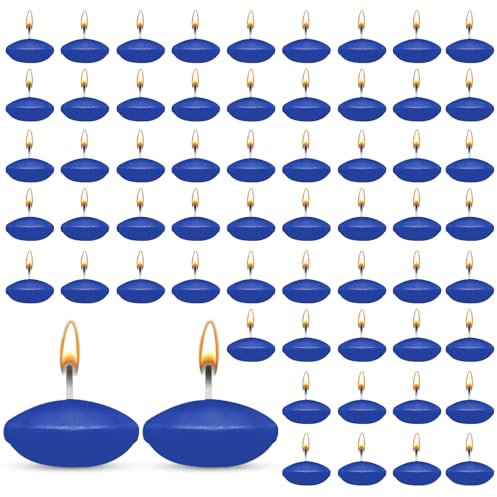 HA BIN 60 Pezzi Candele Galleggianti, 38 mm, Non Profumate, per Matrimoni, Notti Romantiche, Addii al Nubilato, Decorazioni (Blu)