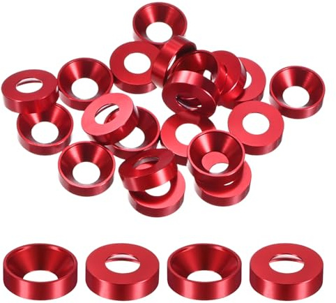 M METERXITY 20-Pcs Rondelles À Frapper M8 Diamètre Du Trou 0.31/8mm Rouge | Rondelle De Finition Pour Tête De Vis Pour Pièces Industrielles, En Alliage D'Aluminium