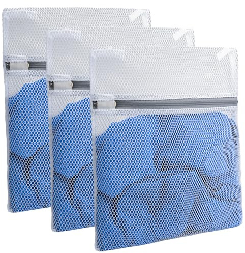 wonkeken 3PCS Mesh Laundry Wash Bag 60 x 80 Large Laundry Bags with Zips Reusable Washing Machine Bag for Washing Machine for Sweater Jacket Coat Lingerie Travel Organizer