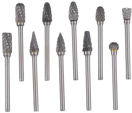 jojofuny 10piezas Fresas Rotativas De Carburo Accesorios Para Amoladora Recta Fresas Rotativas De Carburo De Tungsteno Para Pulir y Tallar Metales y Madera Bricolaje