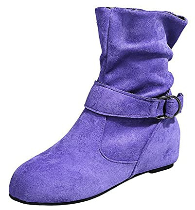 Generisch 2026 Botines Mujer Corto Transpirable Moda Alto Chunky Retro Cremallera Tacones Zapatos Mujer Botas Botas de Mujer, morado, 40 EU