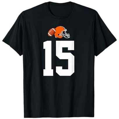 Americano Fútbol Casco Estilo Vintage Número 15 Camiseta