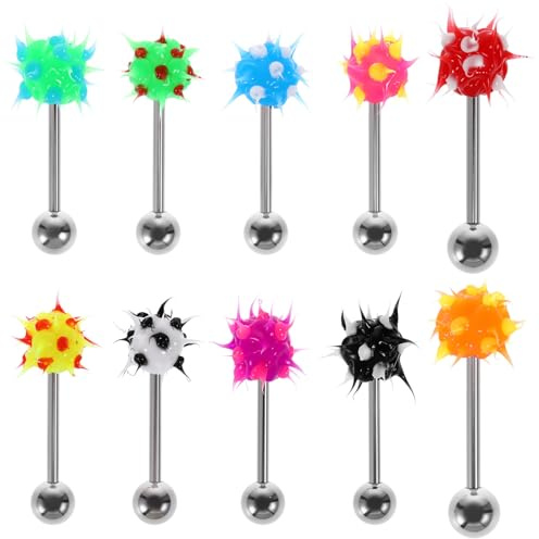 JOINPAYA Lot De 10 Goujons De Langue Bijoux De Piercing Corporel Créatifs Décor De Goujon De Langue Coloré Accessoires Pour La Taille 3.20 X 0.75 X 0.15 Cm