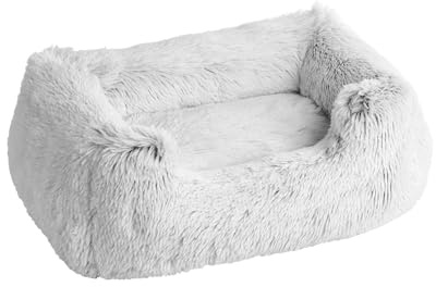 HUNTER Hundesofa LOPPA, kuscheliger Schlafplatz mit herausnehmbarer Füllung, pflegeleicht, Bezug waschbar, Farbe: weiß, Größe: S