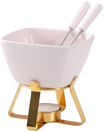 tuwiwol Schokoladenfondue Set für zwei Personen mit Fonduebecher. Hochwertige Zutaten. Robust und langlebig, hitzebeständig und bruchfest, Rosa+Gold